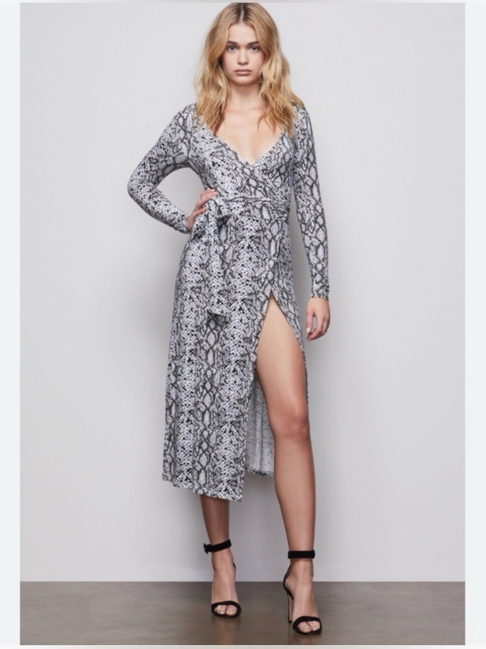 Good American Daynight Snake Print Wrap Dress Size Medium